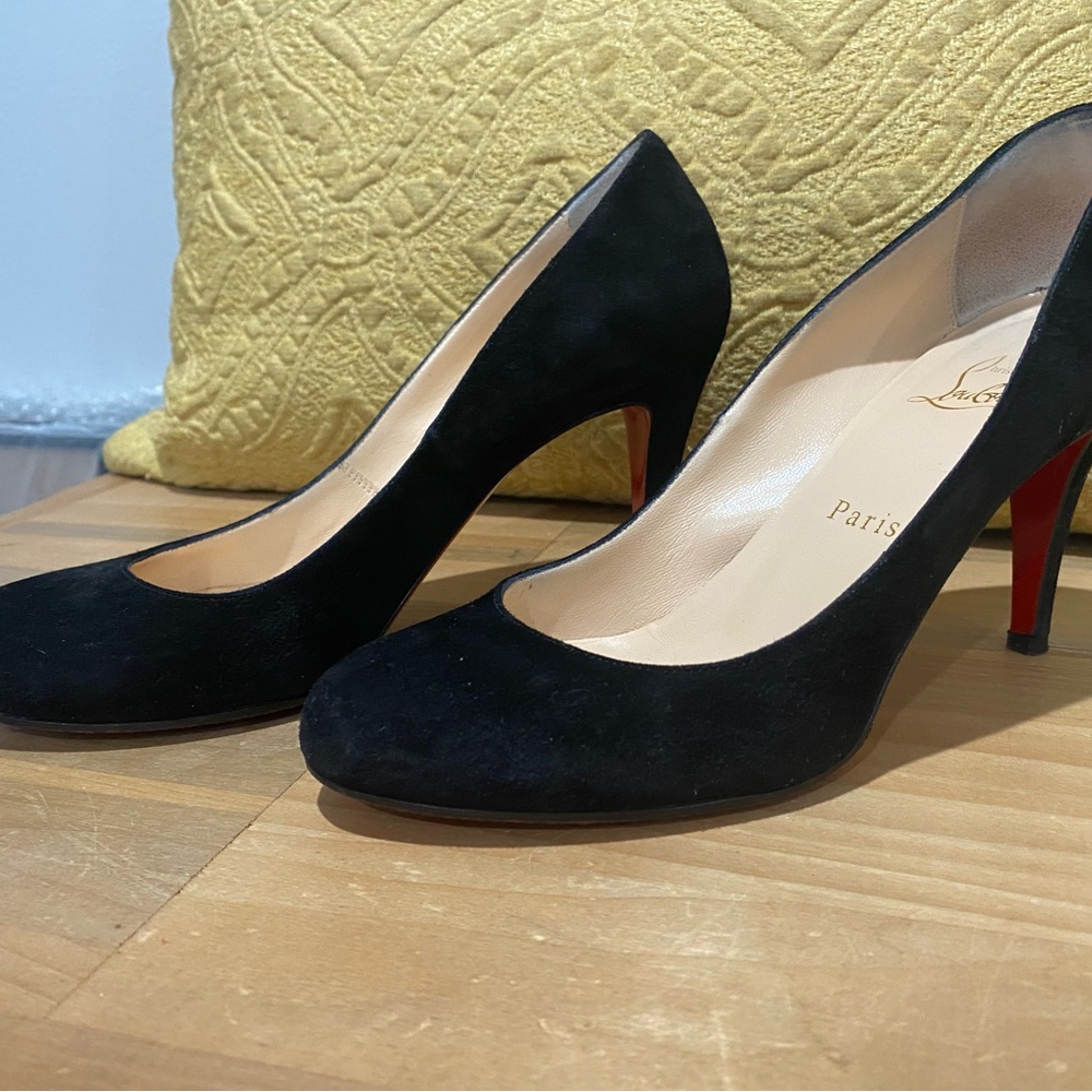 Christian Louboutin black suede heels